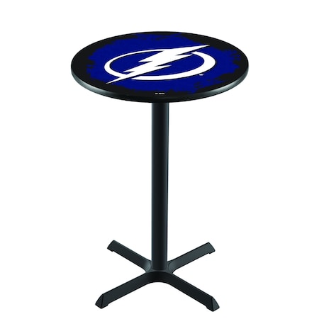 36 Blk Wrinkle Tampa Bay Lightning Pub Table,36 Dia. Top